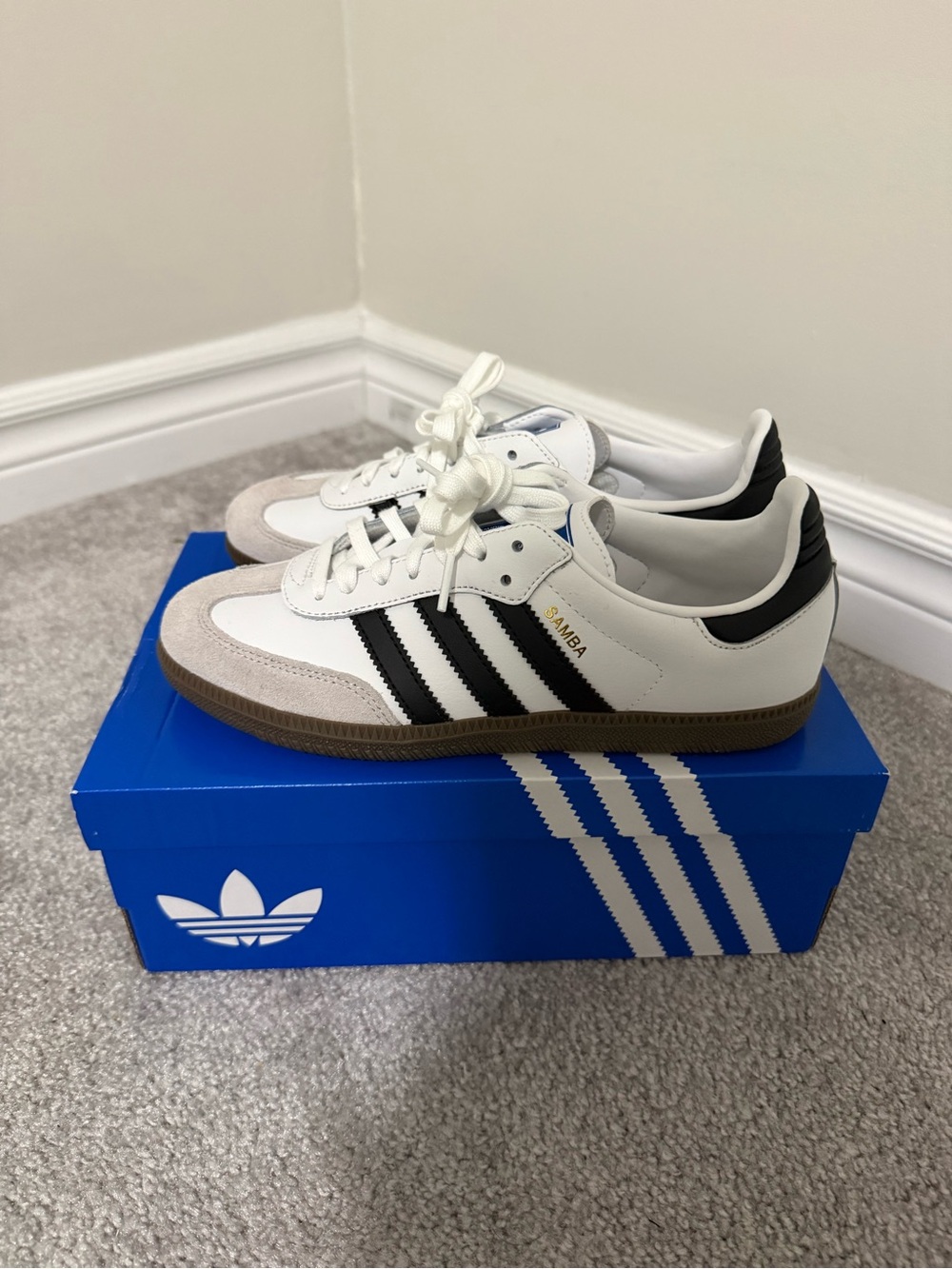 adidas Samba Leather Sneakers White Black Gum